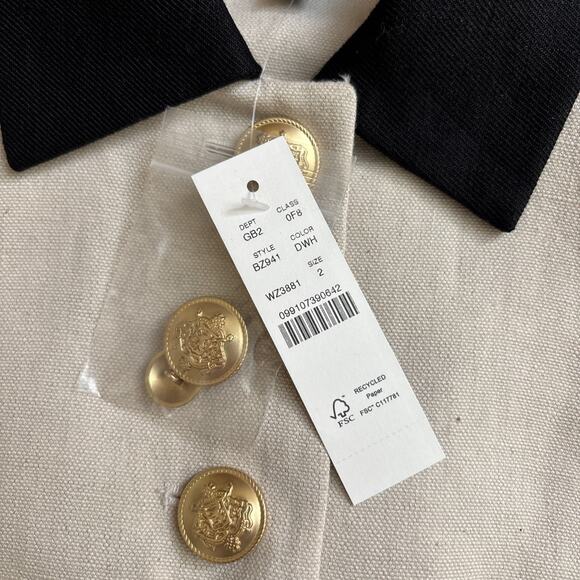 J.Crew Contrast Lady Jacket Textured Linen Blend Dried Wheat Preppy US 2 NWT - Picture 4 of 10